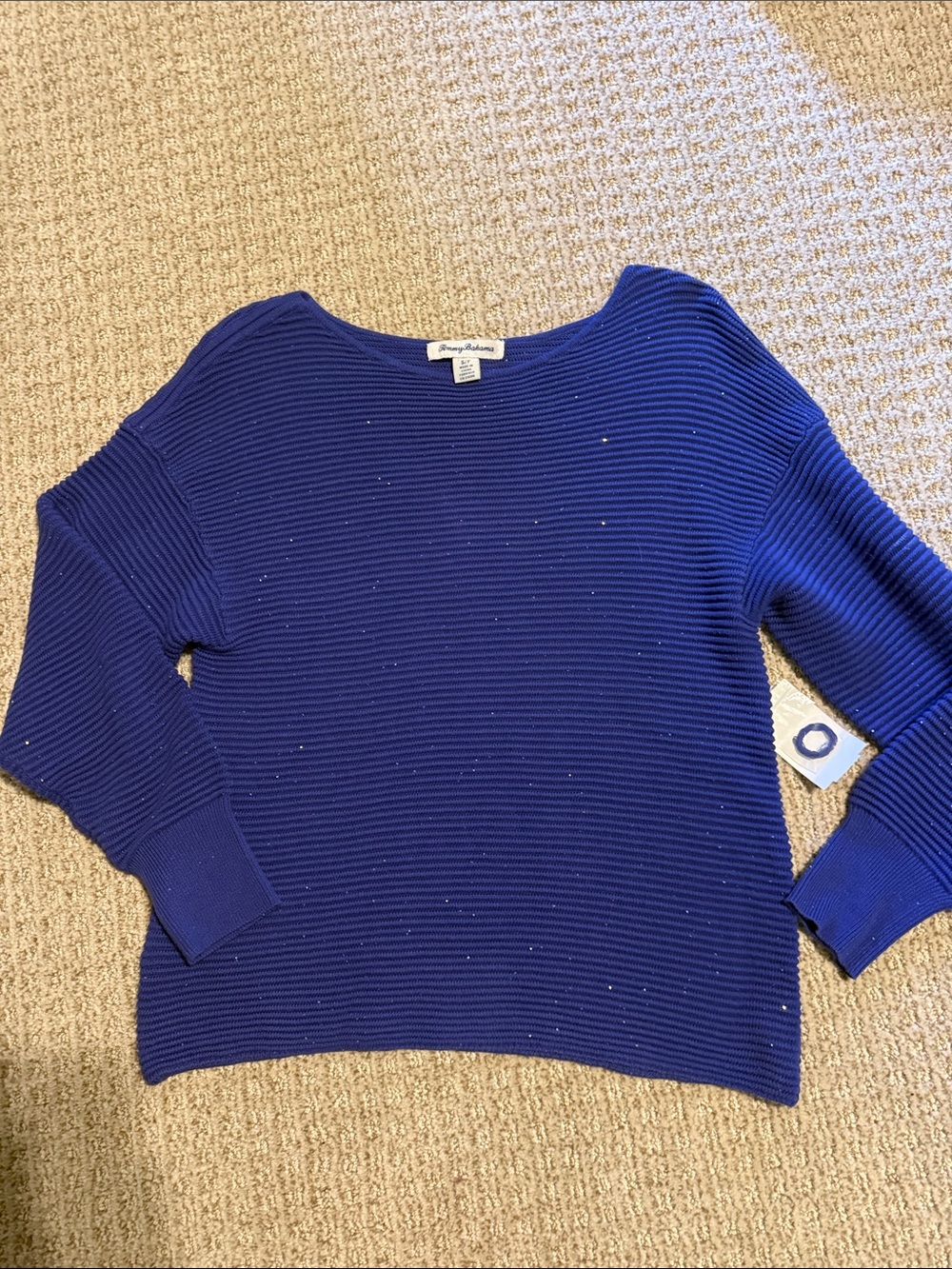 Women’s NWT Tommy Bahama purple sparkle scoop neck ribbed sweater sz Small